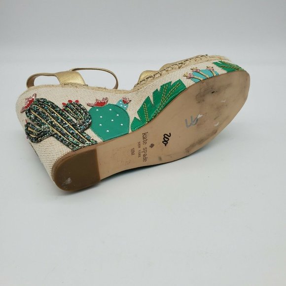 Kate Spade Dallas Glitter Cactus Platform Wedge Sandals  Kate Spade New York Dallas Glitter Cactus Platform Wedge Sandals Size 10